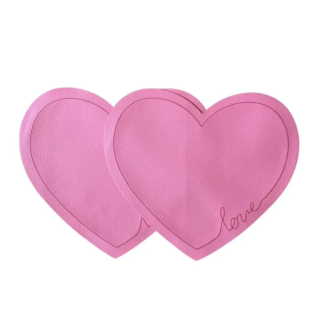 2pc Threshold Valentine Pink Faux Leather Heart Shaped Placemat Charger LOVE New